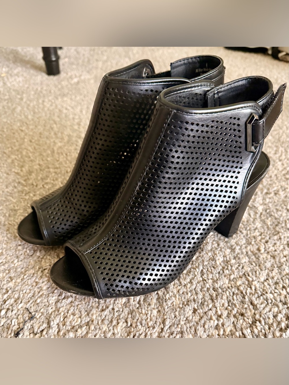 Merona Black Perforated Peep-Toe Mules